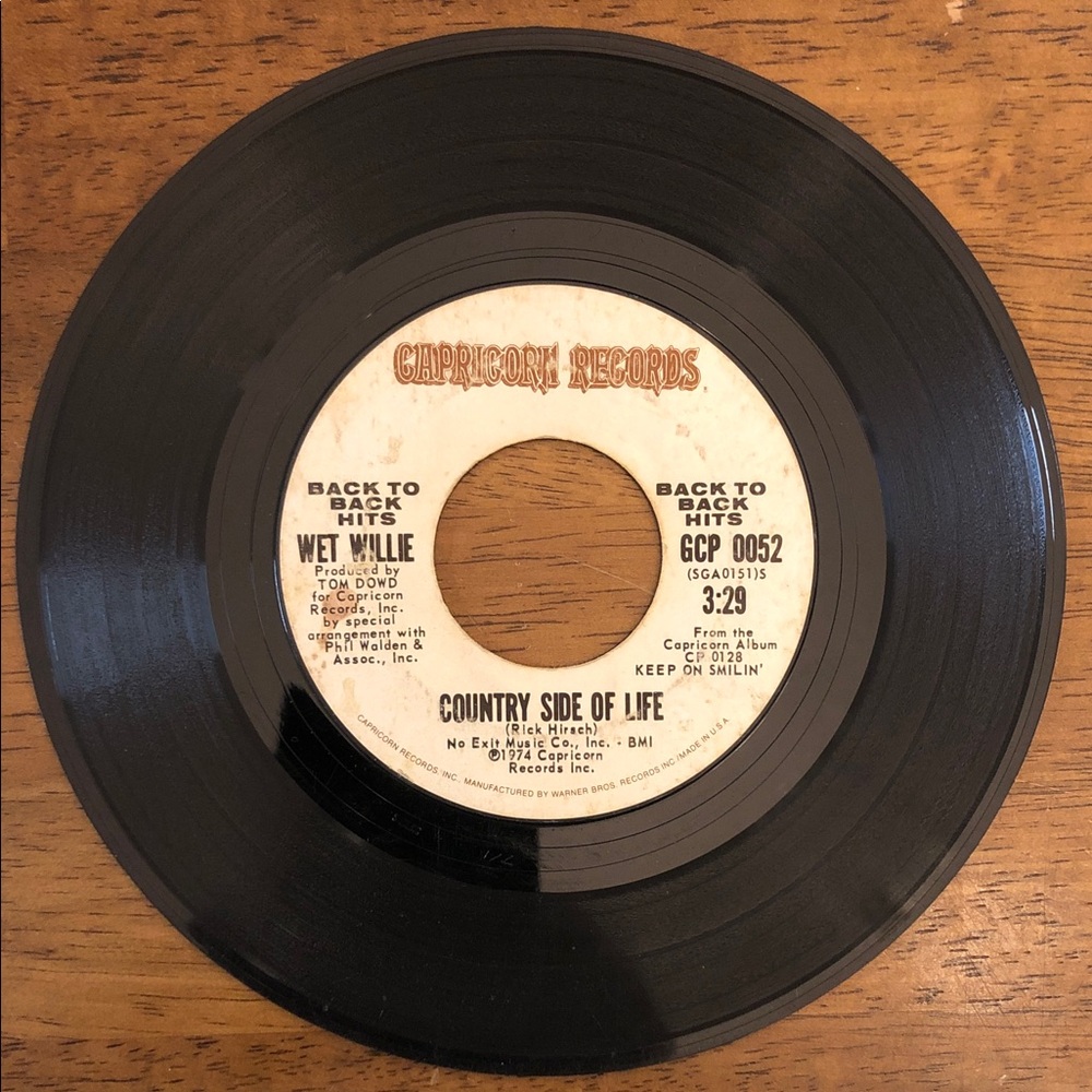 Wet Willie Vinyl 45 Record Country Side Of Life/Keep On Smilin’